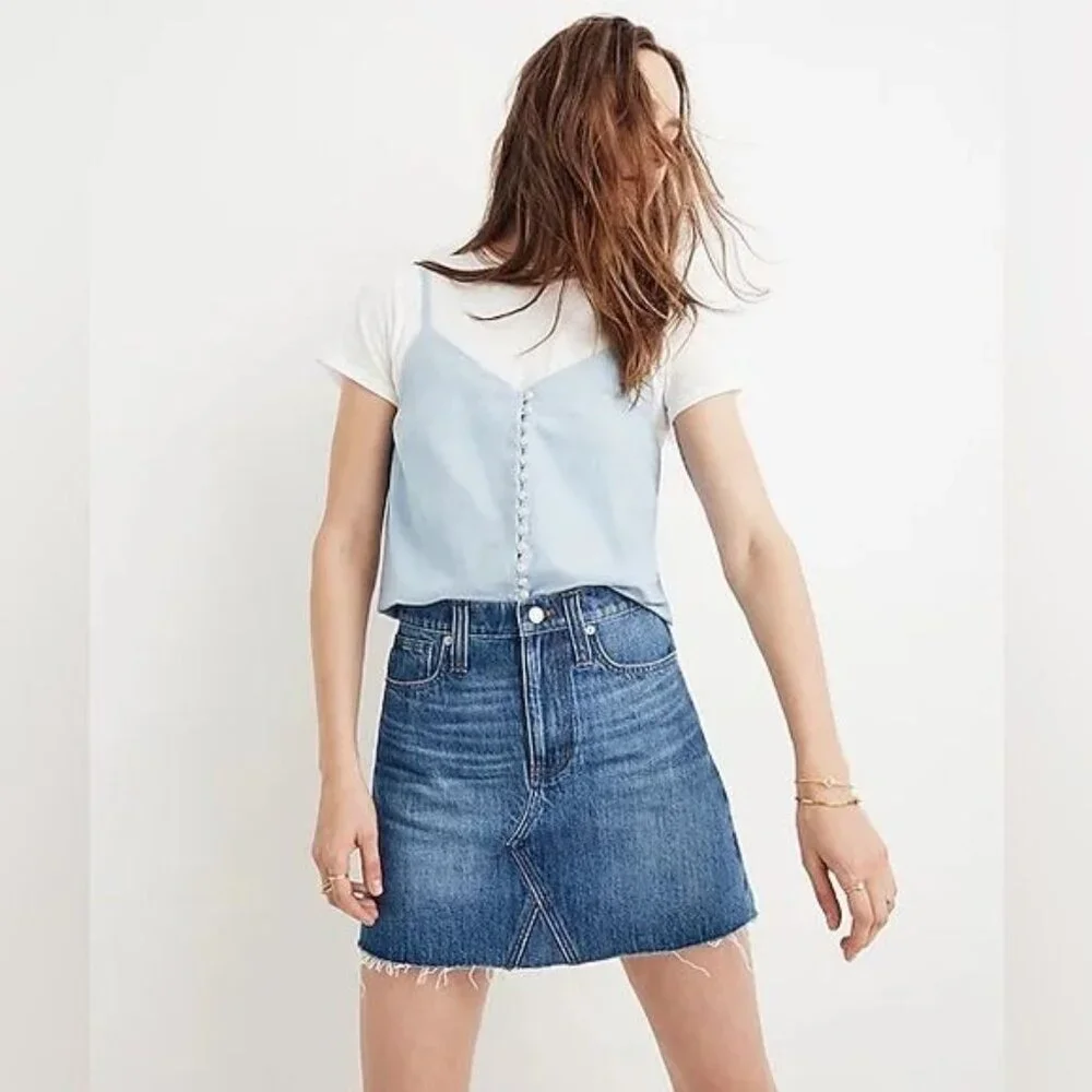 Madewell Rigid Denim A-Line Mini Skirt in Lakeline Wash Eco Edition 25